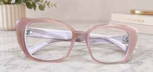 Prada VPR01Y Oversized Cateye Eyeglasses Frames Pink Lilac Italy